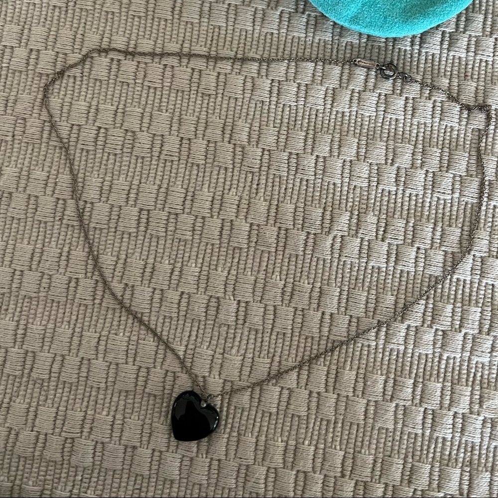 Black onyx Tiffany heart necklace *rare*